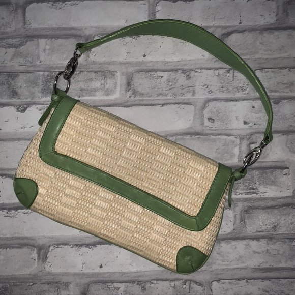 Kate Landry Handbags - Kate Landry Straw and Leather Trim Handbag Purse